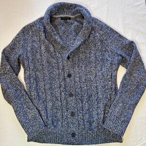 BANANA REPUBLIC NAVY BLUE MARL, SHAWL COLLAR CARDIGAN, MEN'S MEDIUM